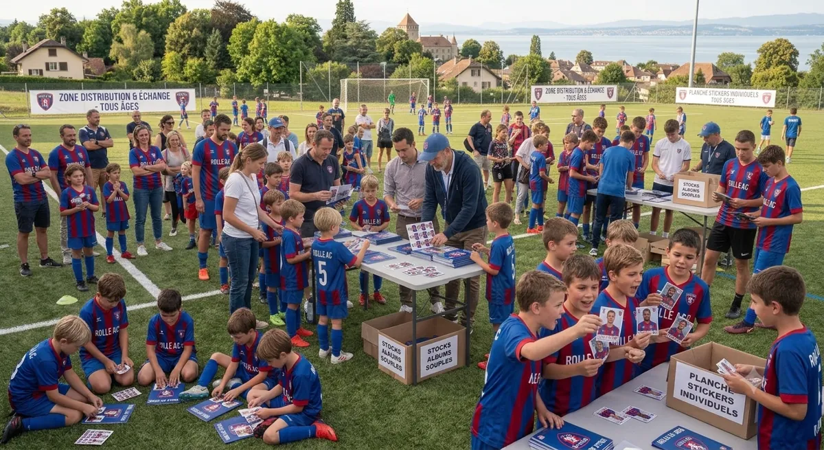 Distribution des albums et des stickers aux joueurs